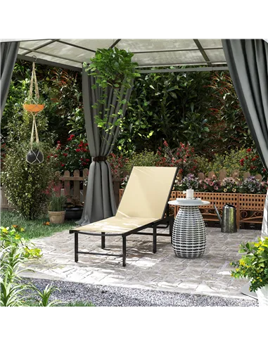 Outsunny Reclining Sun Lounger - Khaki