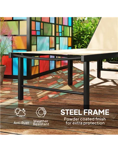 Outsunny Reclining Sun Lounger - Khaki