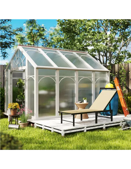 Outsunny Reclining Sun Lounger - Khaki