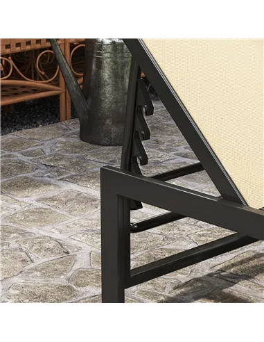 Outsunny Reclining Sun Lounger - Khaki