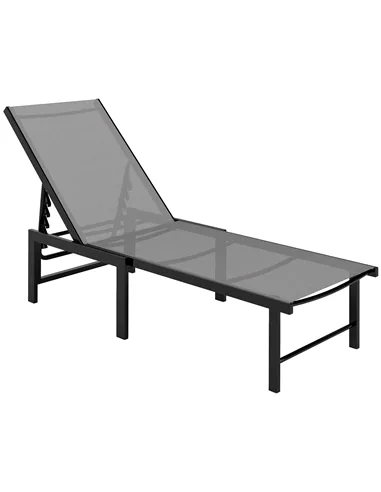 Outsunny Reclining Sun Lounger - Grey