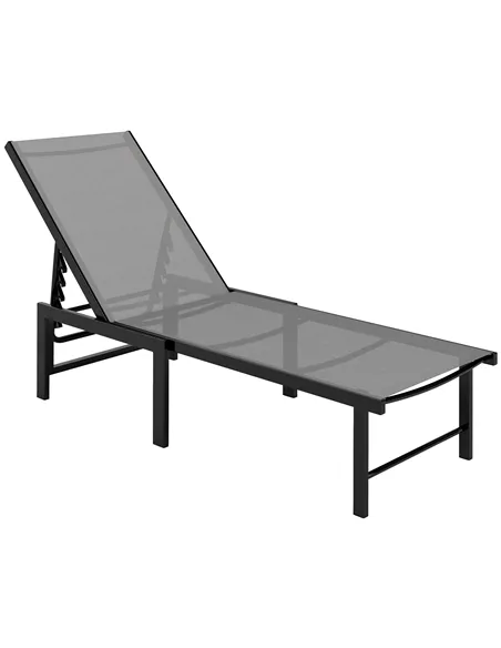Outsunny Reclining Sun Lounger - Grey
