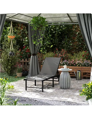 Outsunny Reclining Sun Lounger - Grey