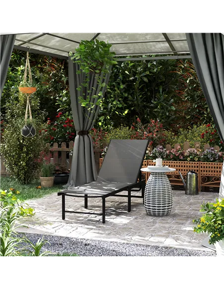 Outsunny Reclining Sun Lounger - Grey