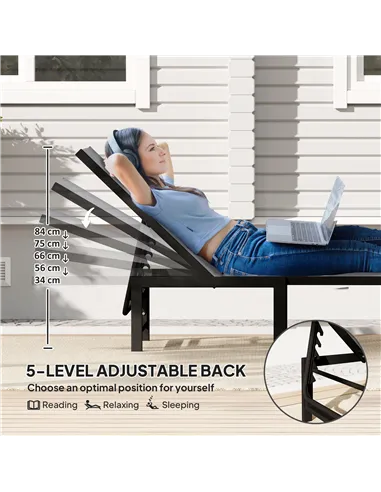 Outsunny Reclining Sun Lounger - Grey