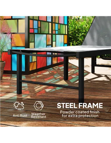 Outsunny Reclining Sun Lounger - Grey