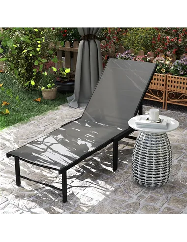 Outsunny Reclining Sun Lounger - Grey