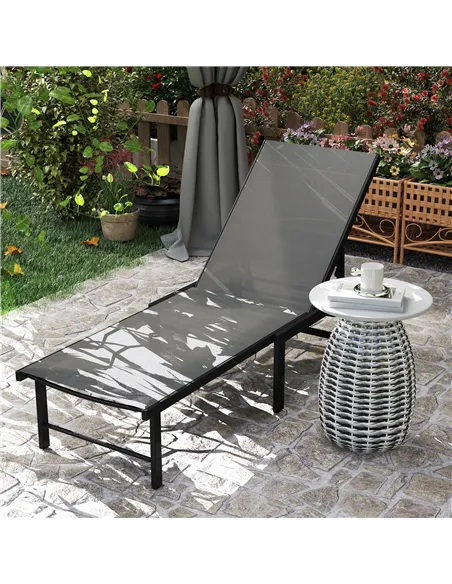 Outsunny Reclining Sun Lounger - Grey