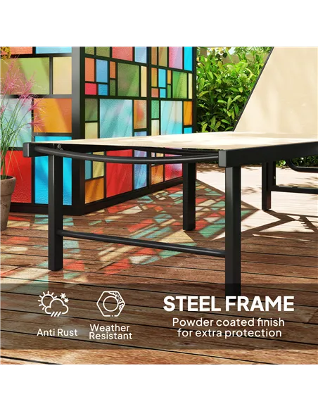 Outsunny Set of Two Reclining Sun Loungers - Khaki