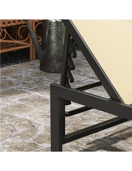 Outsunny Set of Two Reclining Sun Loungers - Khaki