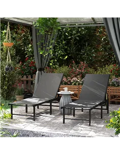 Outsunny Set of Two Reclining Sun Loungers - Grey 2