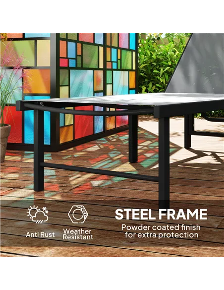 Outsunny Set of Two Reclining Sun Loungers - Grey