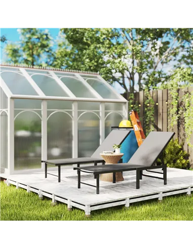 Outsunny Set of Two Reclining Sun Loungers - Grey