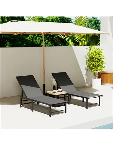 Outsunny Set of Two Reclining Sun Loungers - Grey