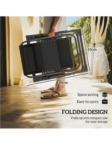 Outsunny Set of Two Reclining Sun Loungers, with Cushion - Grey