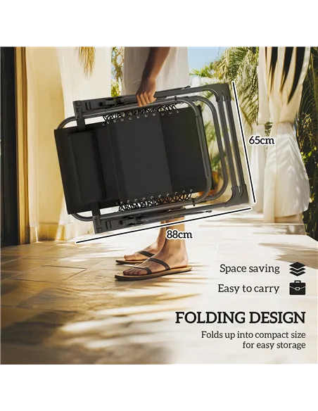 Outsunny Set of Two Reclining Sun Loungers, with Cushion - Grey