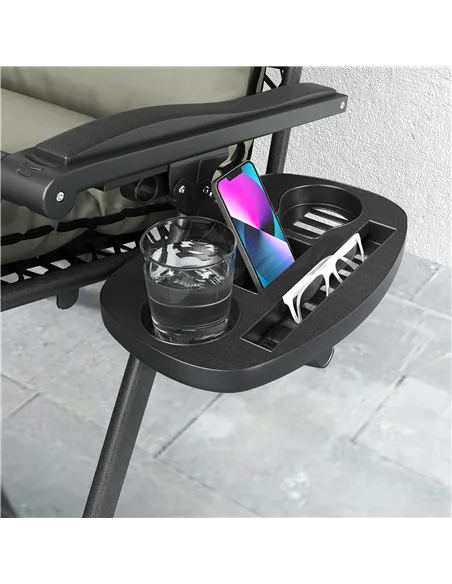 Outsunny Set of Two Reclining Sun Loungers, with Cushion - Grey