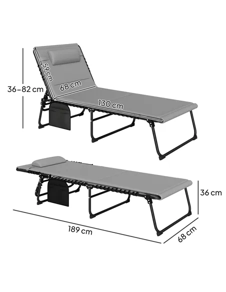 Outsunny Set of Two Reclining Sun Loungers - Light Grey