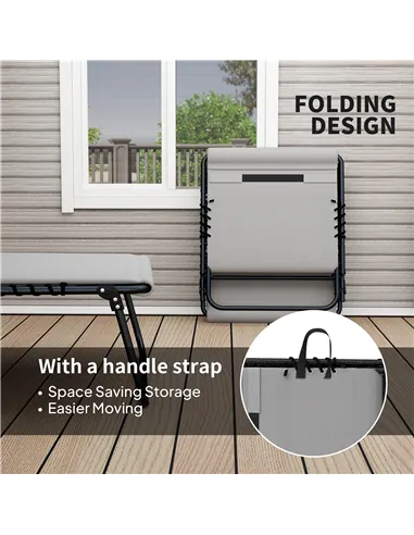 Outsunny Set of Two Reclining Sun Loungers - Light Grey