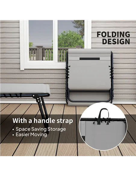 Outsunny Set of Two Reclining Sun Loungers - Light Grey