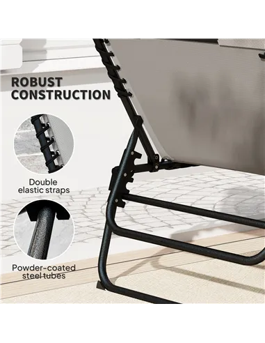 Outsunny Set of Two Reclining Sun Loungers - Light Grey