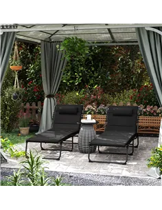 Outsunny Set of Two Reclining Sun Loungers - Black 2