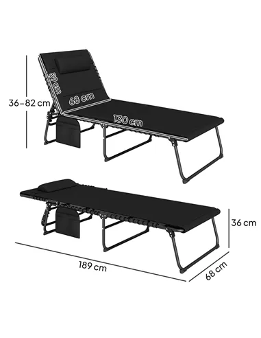 Outsunny Set of Two Reclining Sun Loungers - Black