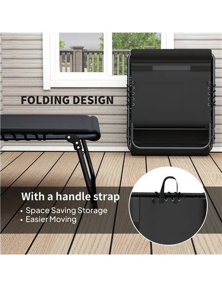 Outsunny Set of Two Reclining Sun Loungers - Black