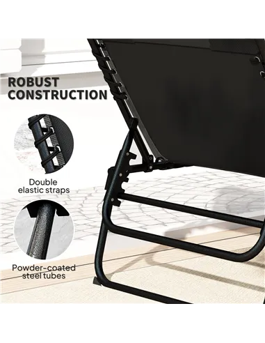 Outsunny Set of Two Reclining Sun Loungers - Black