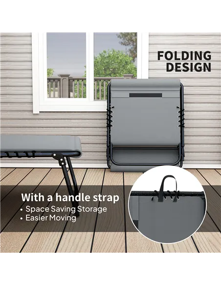 Outsunny Set of Two Reclining Sun Loungers - Charcoal Grey