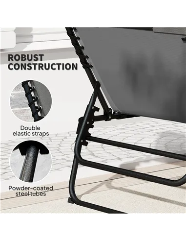 Outsunny Set of Two Reclining Sun Loungers - Charcoal Grey
