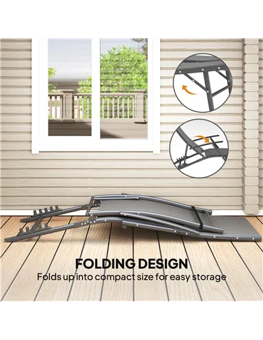 Outsunny Set of Two Adjustable Back Sun Loungers - Grey