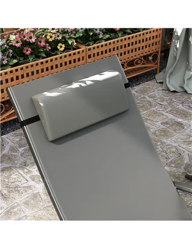Outsunny Set of Two Adjustable Back Sun Loungers - Grey