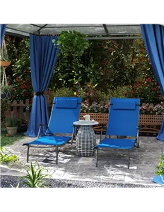 Outsunny Set of Two Adjustable Back Sun Loungers - Blue 2