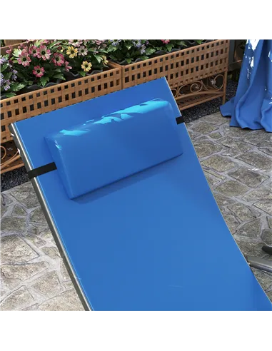 Outsunny Set of Two Adjustable Back Sun Loungers - Blue