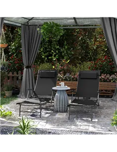 Outsunny Set of Two Adjustable Back Sun Loungers - Black 2
