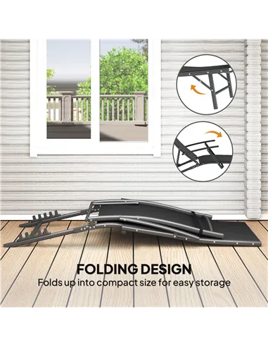 Outsunny Set of Two Adjustable Back Sun Loungers - Black