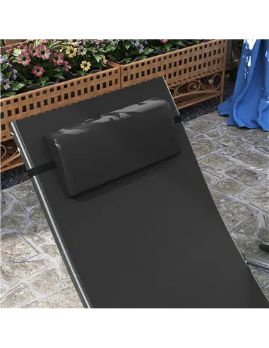 Outsunny Set of Two Adjustable Back Sun Loungers - Black