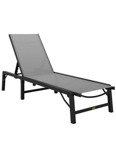 Outsunny Folding Sun Lounger Set of 2, 5-Position Adjustable Reclining Garden Loungers, Garden Chaise Lounge Sunbed Recliner Cha