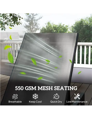 Outsunny Folding Sun Lounger Set of 2, 5-Position Adjustable Reclining Garden Loungers, Garden Chaise Lounge Sunbed Recliner Cha