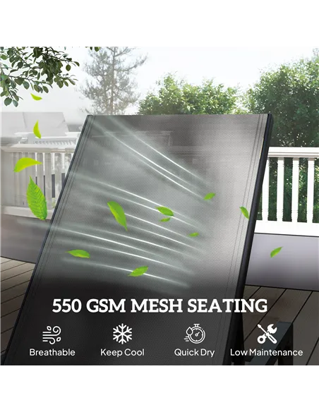 Outsunny Folding Sun Lounger Set of 2, 5-Position Adjustable Reclining Garden Loungers, Garden Chaise Lounge Sunbed Recliner Cha