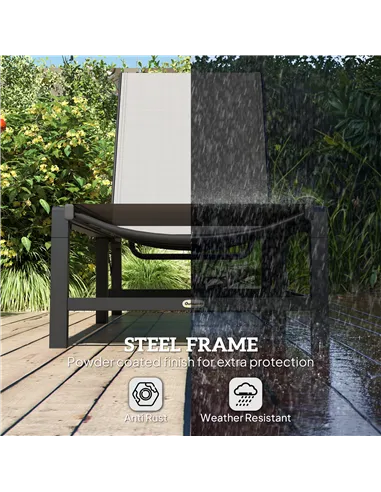 Outsunny Folding Sun Lounger Set of 2, 5-Position Adjustable Reclining Garden Loungers, Garden Chaise Lounge Sunbed Recliner Cha