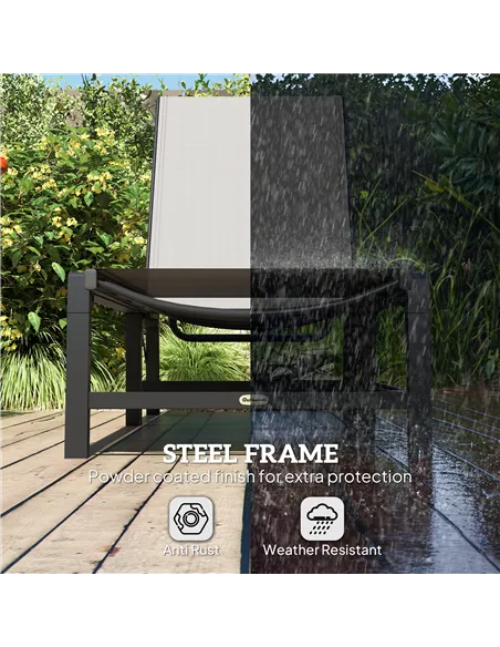 Outsunny Folding Sun Lounger Set of 2, 5-Position Adjustable Reclining Garden Loungers, Garden Chaise Lounge Sunbed Recliner Cha