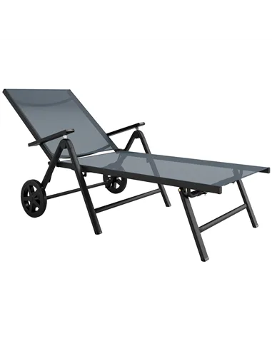 Outsunny Five-Position Reclining Sun Lounger - Grey