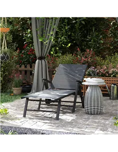 Outsunny Five-Position Reclining Sun Lounger - Grey 2