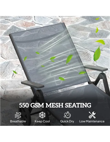Outsunny Five-Position Reclining Sun Lounger - Grey
