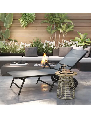 Outsunny Five-Position Reclining Sun Lounger - Grey