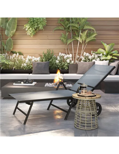 Outsunny Five-Position Reclining Sun Lounger - Grey