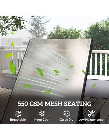 Outsunny Folding Sun Lounger Set of 2, 5-Position Adjustable Reclining Garden Loungers, Garden Chaise Lounge Sunbed Recliner Cha