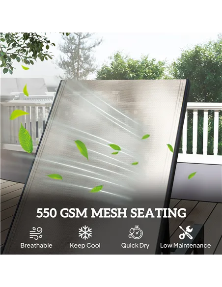 Outsunny Folding Sun Lounger Set of 2, 5-Position Adjustable Reclining Garden Loungers, Garden Chaise Lounge Sunbed Recliner Cha